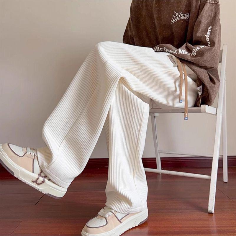 Men’s Corduroy Straight-Leg Trousers – Loose Wide-Leg